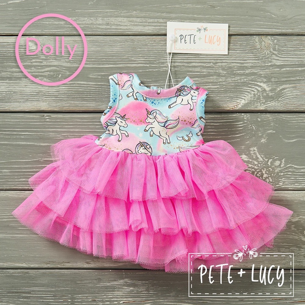 Pete + Lucy Doll dress to match the unicorn dress.  It fits an American Doll